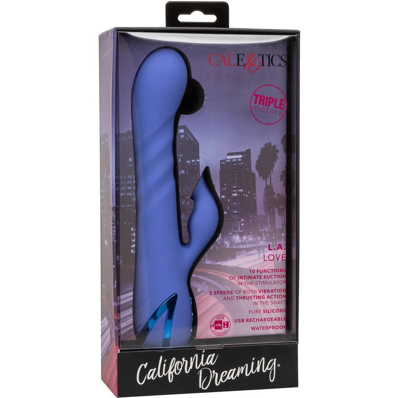 California Dreaming L.A. Love Thrusting Rabbit Style Silicone Rechargeable Vibrator by CalExotics - Image 10