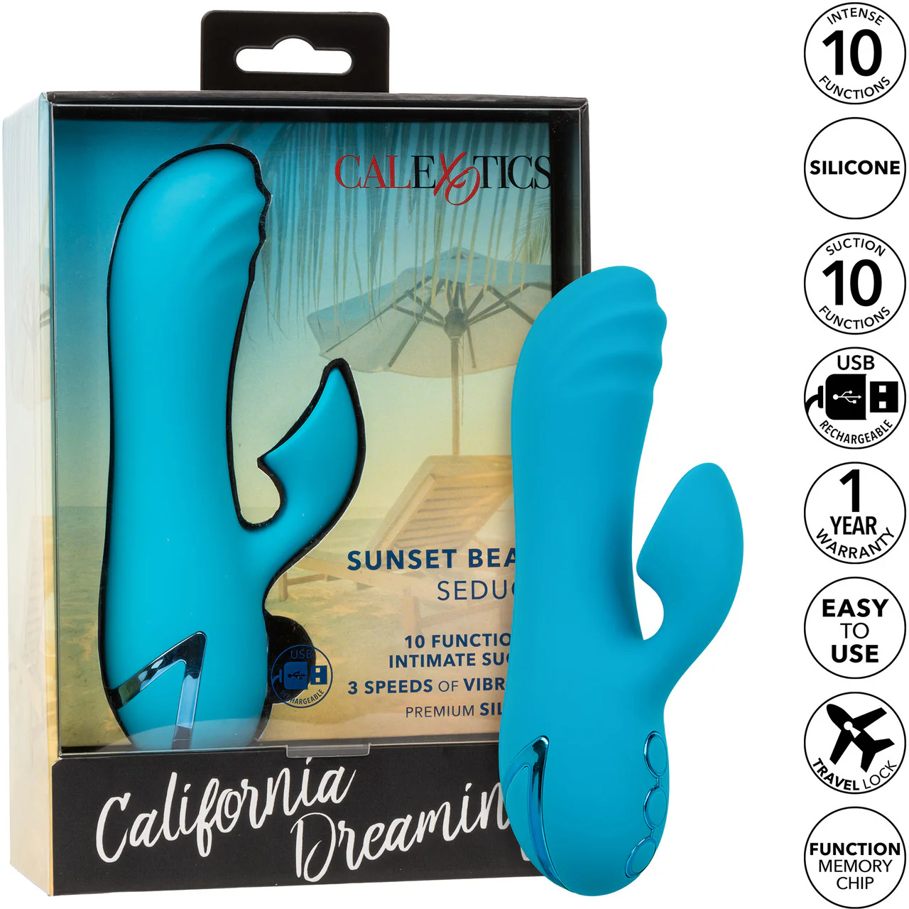 California Dreaming Sunset Beach Seducer Dual Stimulation Vibrator With Clitoral Suction By CalExotics - Image 9