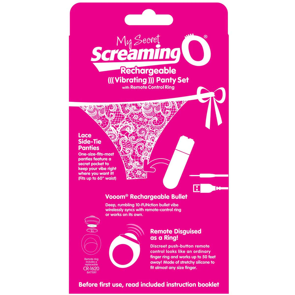 Charged My Secret Rechargeable 10 Function Remote Control Panty Vibe By Screaming O - Pink - Image 4