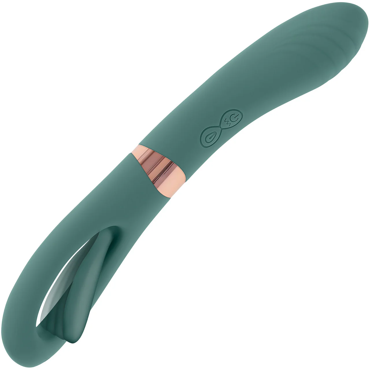 Chick Flick Waterproof Silicone Dual Ended Flickering Tongue G-Spot Vibrator By Evolved Novelties - Green - Image 3