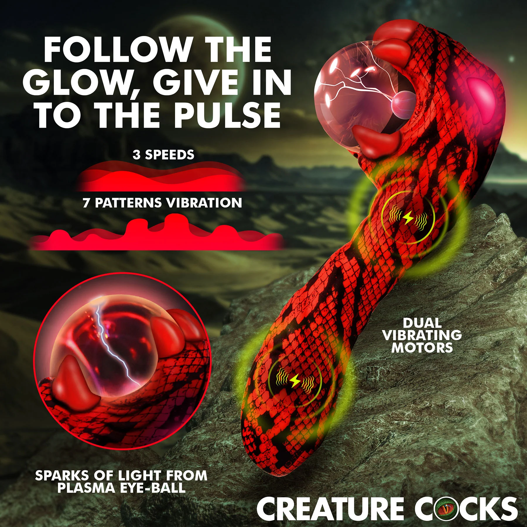 Cobra Rechargeable Silicone Dual Use Plasma Vibrator By Creature Cocks - Image 4