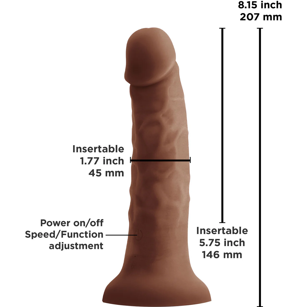 Colours Pleasures Smooth 7" Chocolate Vibrating Silicone Dildo - Image 2