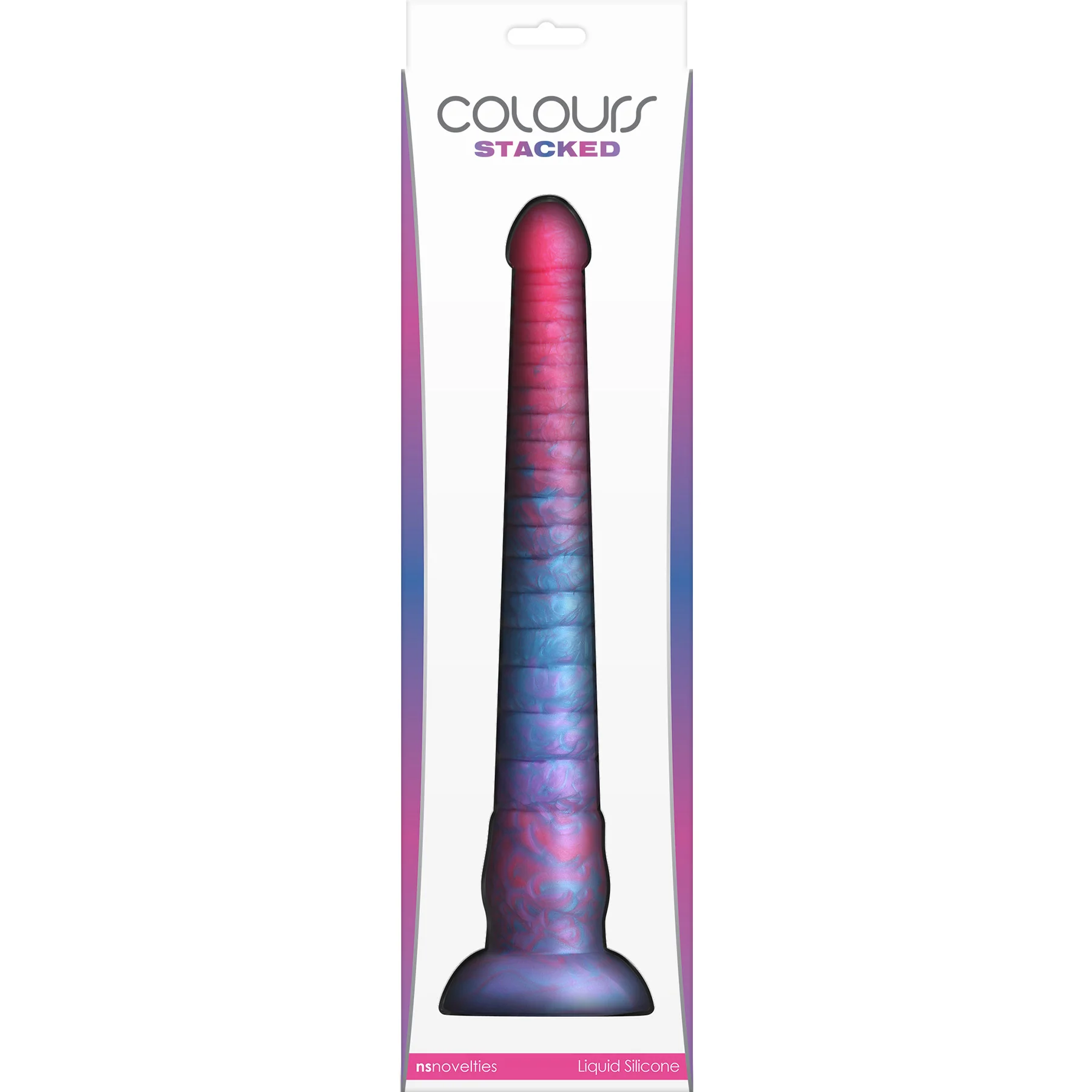 Colours Stacked Silicone Suction Cup Dildo - Pink & Blue - Image 13