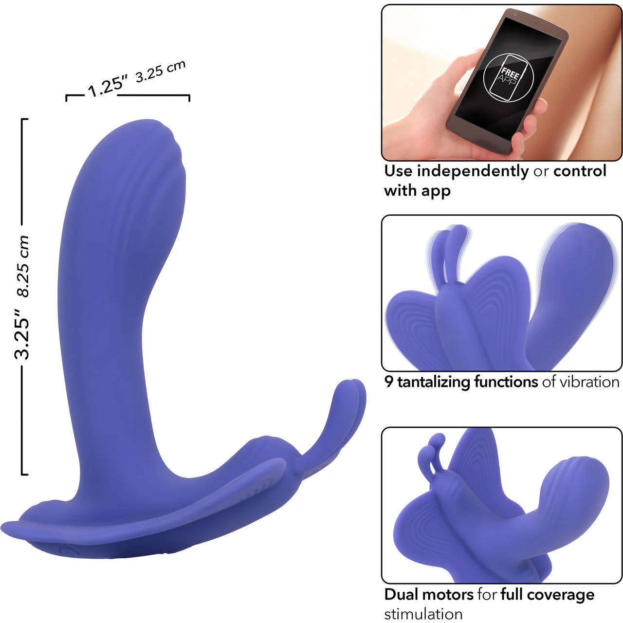 Connect® Venus Butterfly Rechargeable Silicone App Enabled Dual Stimulation Vibrator By CalExotics - Image 7