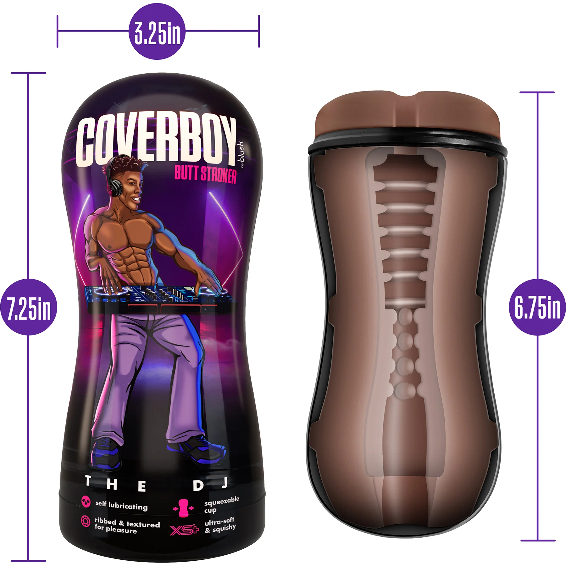Coverboy The DJ Self Lubricating Anal Penis Stroker By Blush - Chocolate - Image 4