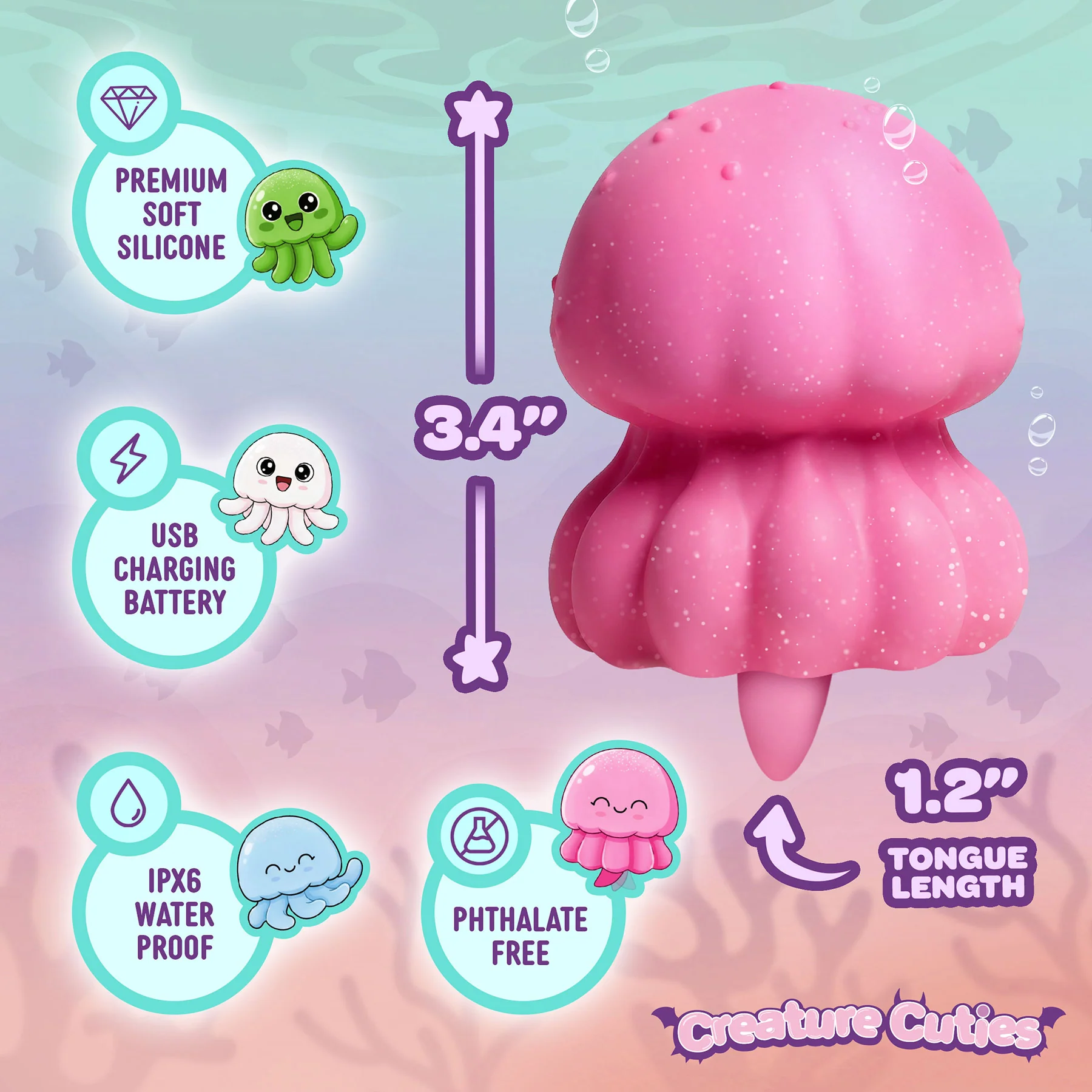 Creature Cuties Glow Jelly Licking & Vibrating Silicone Stimulator - Image 11