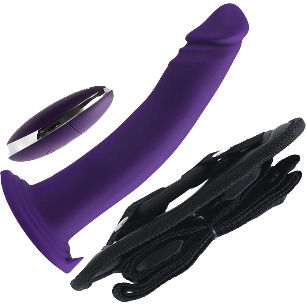 DIKI Silicone Rechargeable Vibrating Strap On kit With Harness & Remote By VeDO - Deep Purple - Image 2