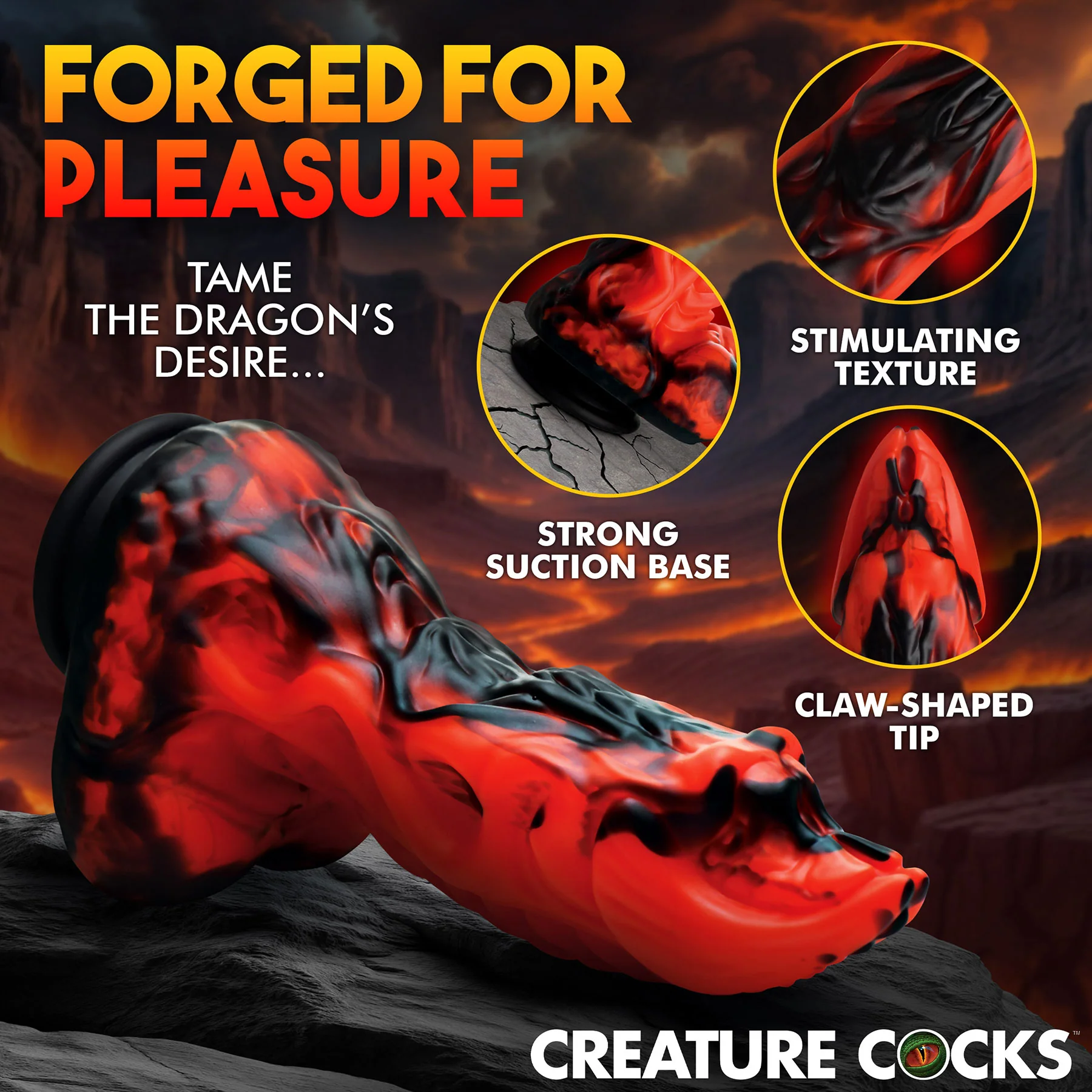 Dragon Thrust 9.5" Thrusting & Vibrating Silicone Suction Cup Dildo With Remote By Creature Cocks - Image 4