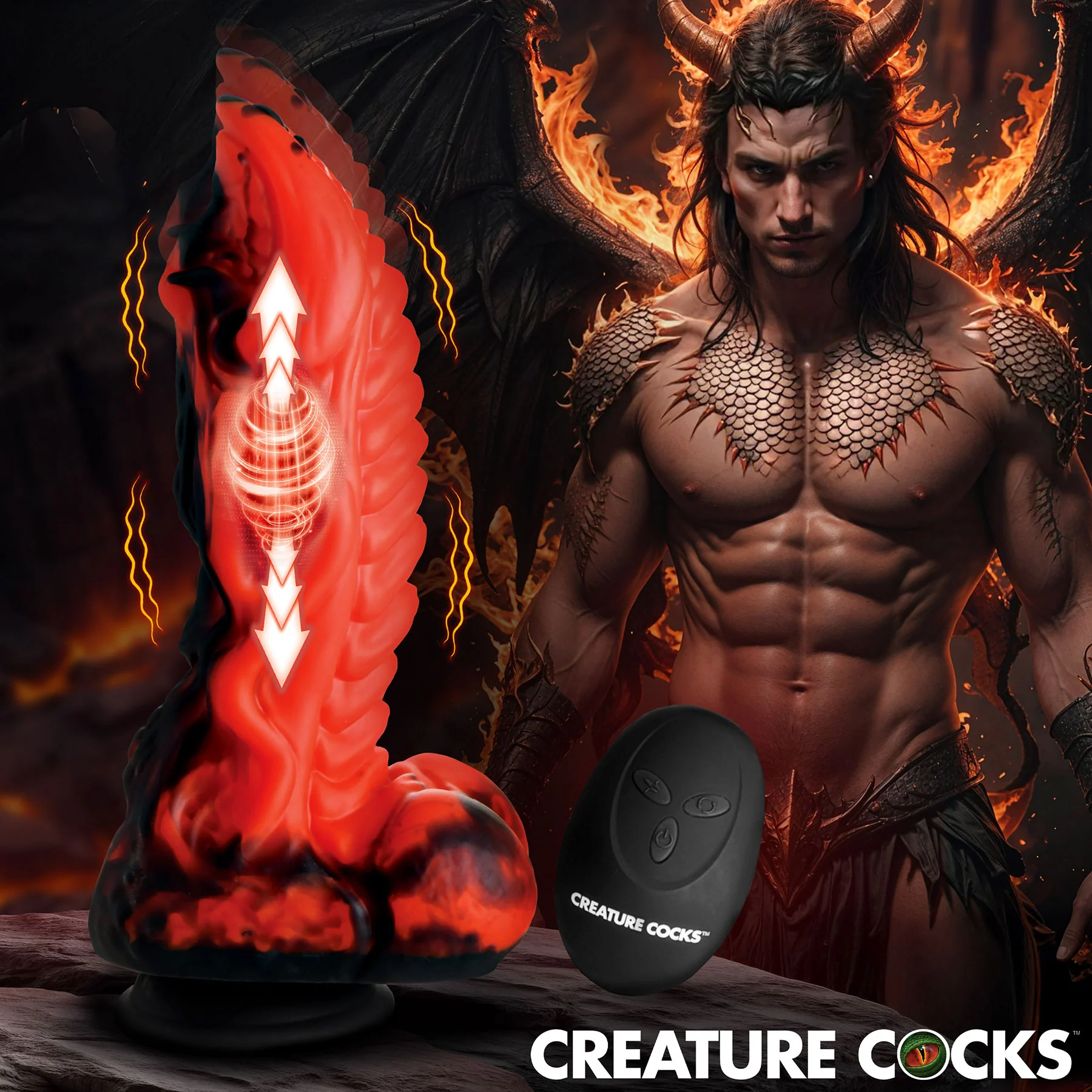 Dragon Thrust 9.5" Thrusting & Vibrating Silicone Suction Cup Dildo With Remote By Creature Cocks - Image 8