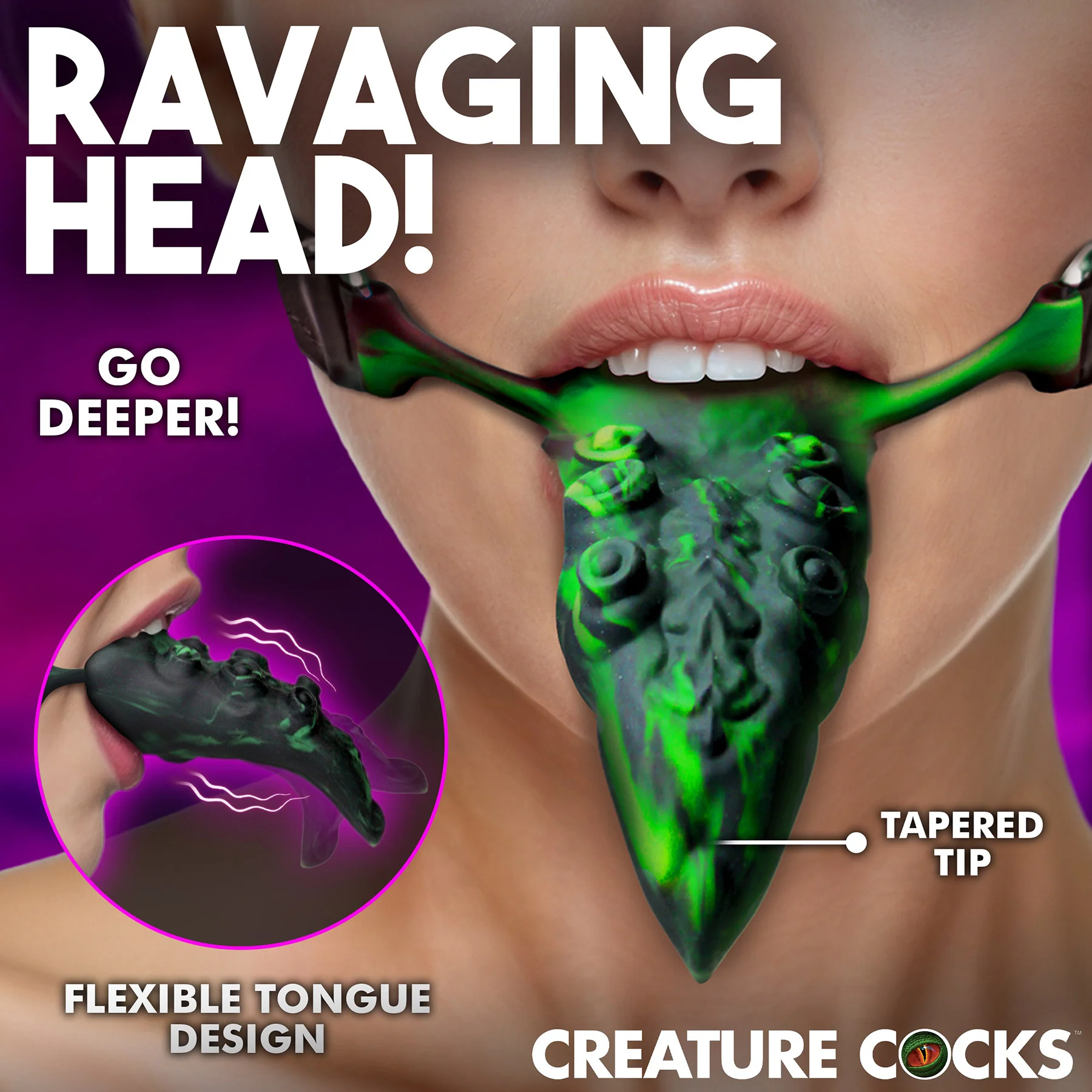 Dragon's Lick Vibrating Oral Enhancer With Harness By Creature Cocks - Image 4