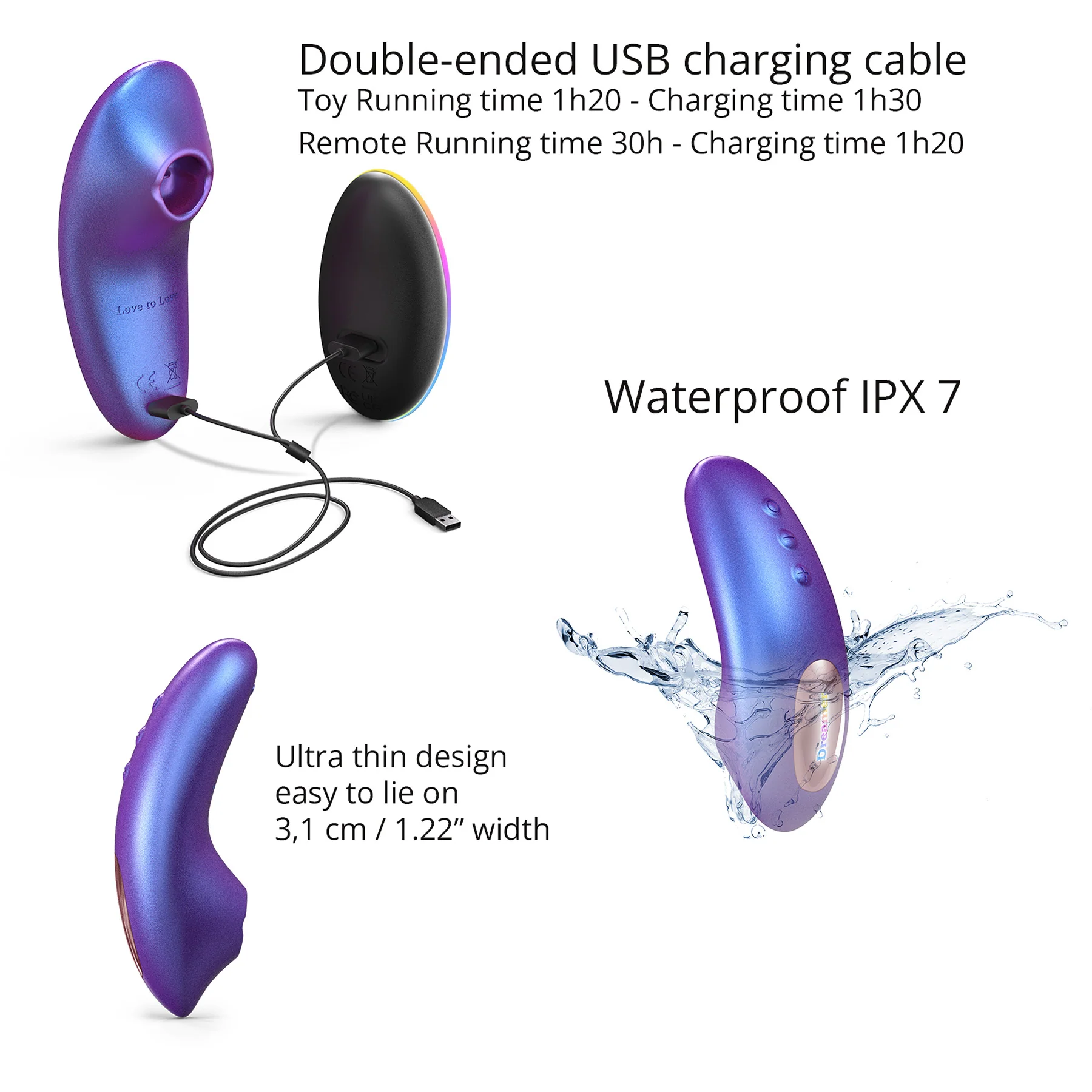 Dreamer Rechargeable Silicone Clitoral Flapping Stimulator With Remote By Love To Love - Image 6