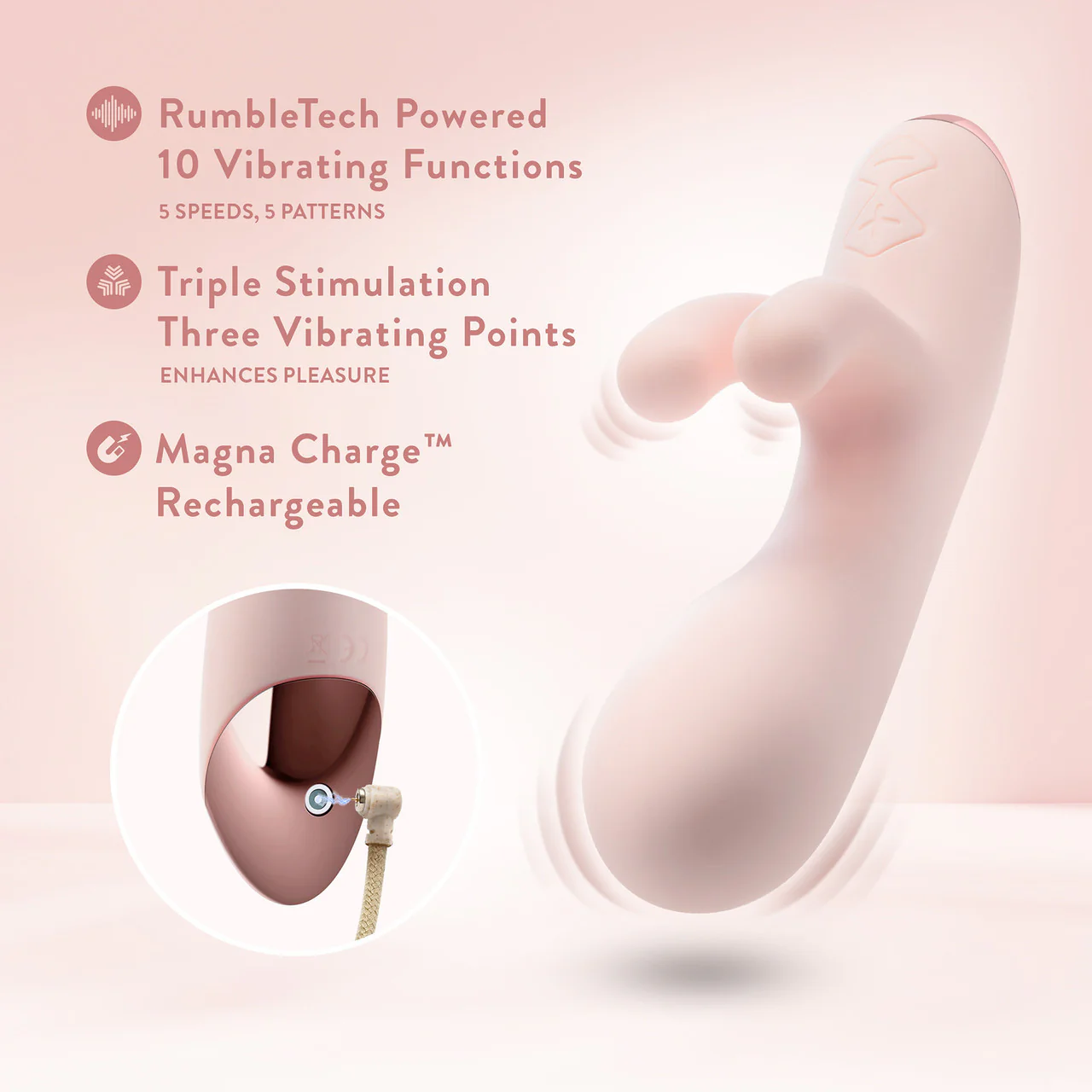 Elora Rechargeable Waterproof Silicone Rabbit Style Dual Stimulation Vibrator By Blush - Pink - Image 7