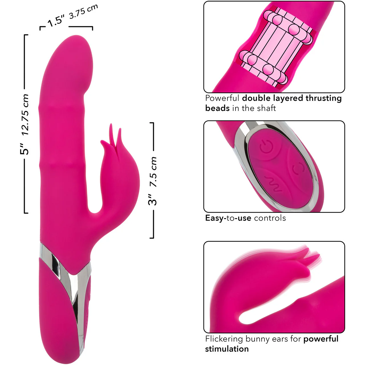 Enchanted Embrace Rechargeable Silicone Dual Stimulation Vibrator With Thrusting Beads - Image 7