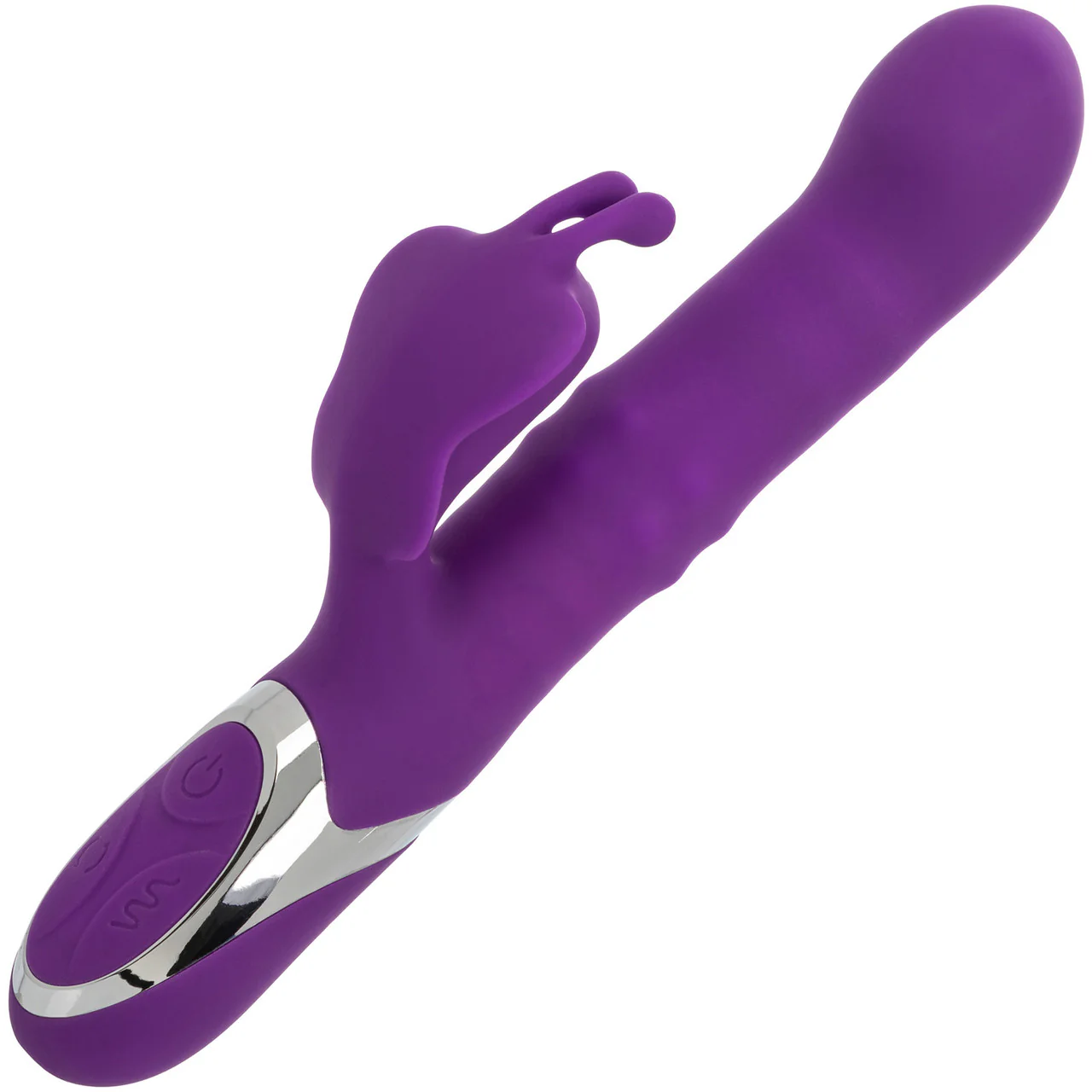 Enchanted Flutter Rechargeable Dual Stimulation Silicone Vibrator With Thrusting Tip & Rotating Beads
