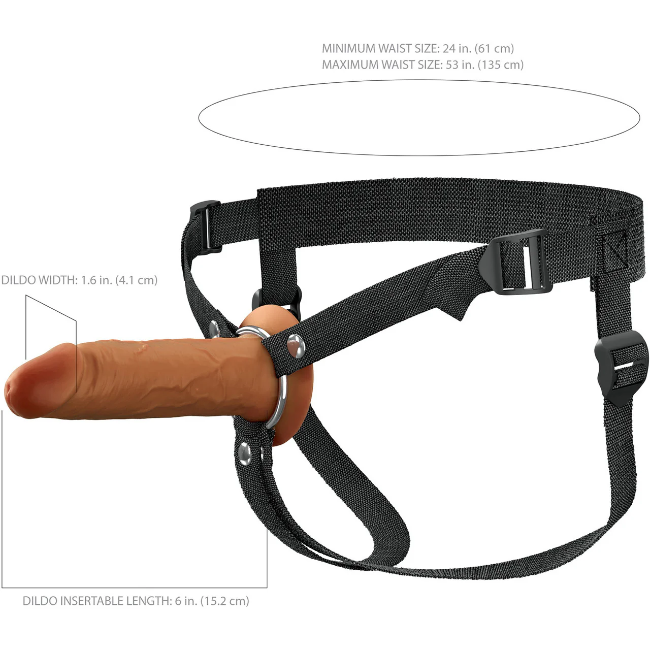 Fantasy X-tensions Elite 6" Hollow Silicone Strap-On Dual Density Dildo & Harness Kit - Caramel - Image 7