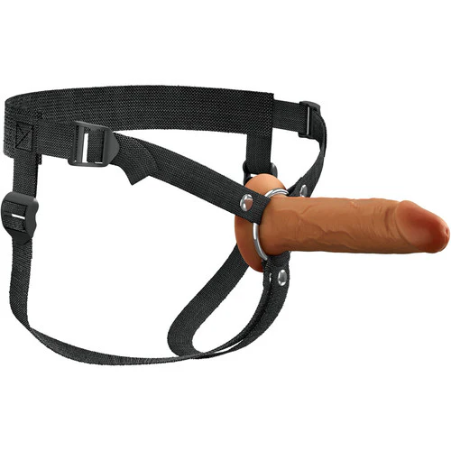 Fantasy X-tensions Elite 6" Hollow Silicone Strap-On Dual Density Dildo & Harness Kit - Caramel - Image 9