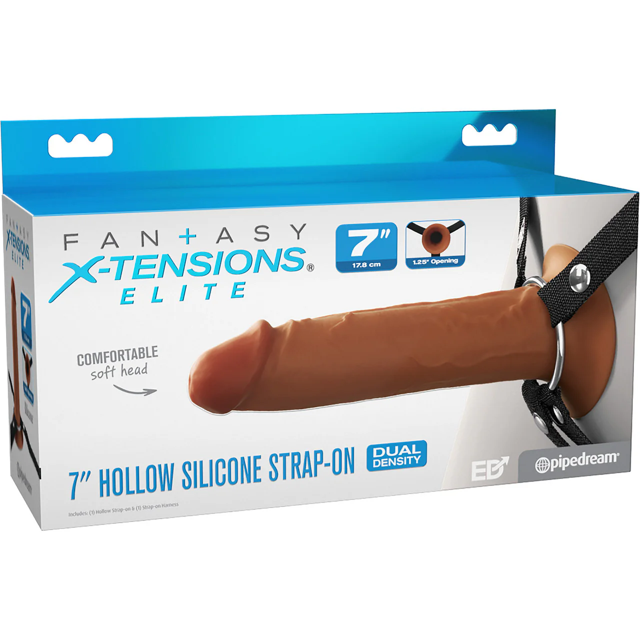 Fantasy X-tensions Elite 7" Hollow Silicone Strap-On Dual Density Dildo & Harness Kit - Caramel - Image 8