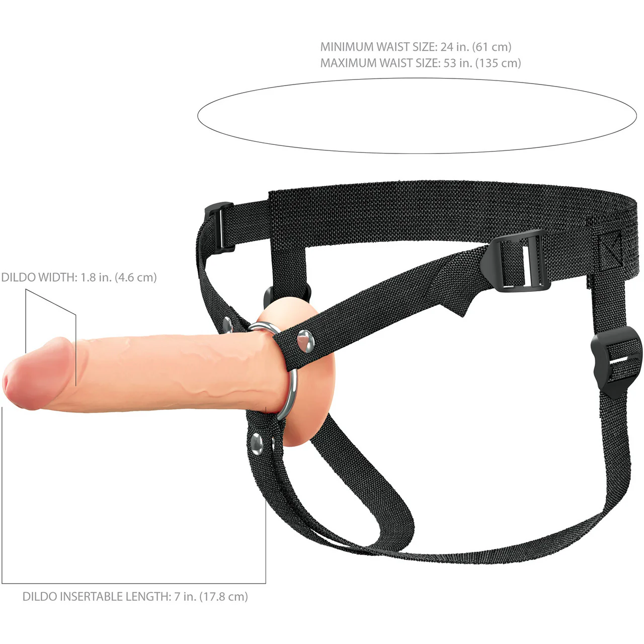 Fantasy X-tensions Elite 7" Hollow Silicone Strap-On Dual Density Dildo & Harness Kit - Vanilla - Image 7