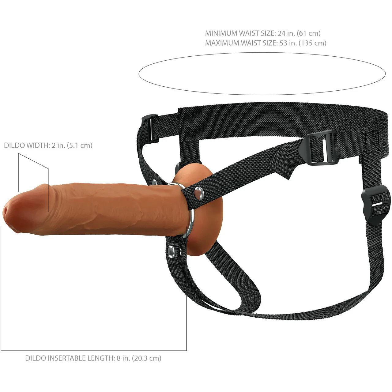 Fantasy X-tensions Elite 8" Hollow Silicone Strap-On Dual Density Dildo & Harness Kit - Caramel - Image 7