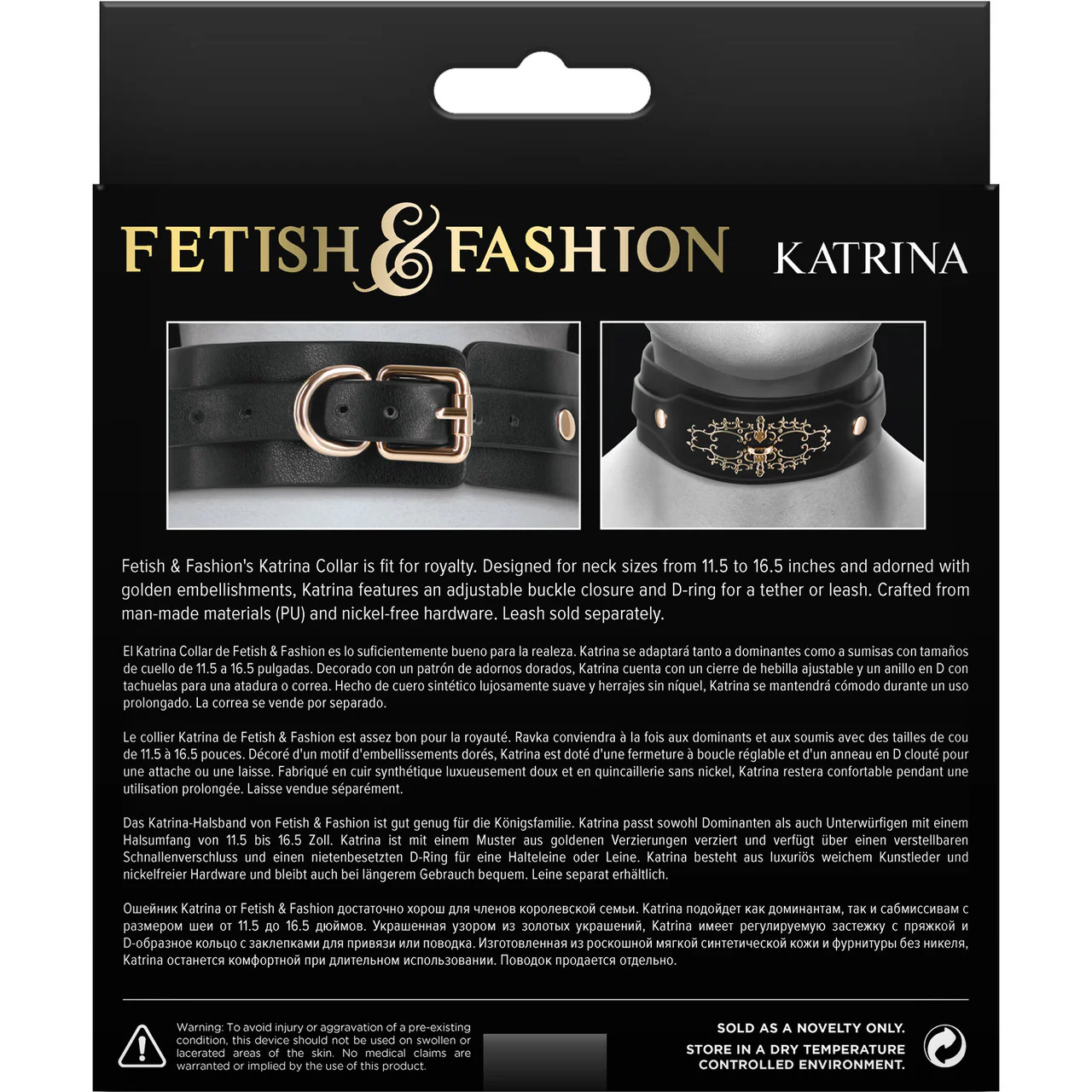Fetish & Fashion Katrina Collar By NS Novelties - Black & Gold - Image 2