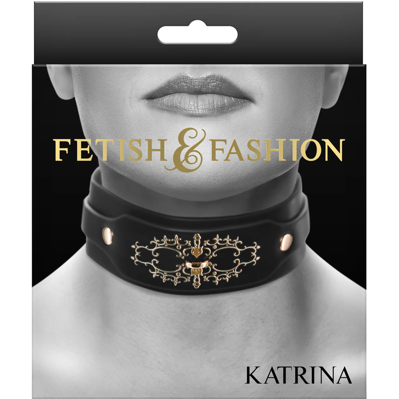 Fetish & Fashion Katrina Collar By NS Novelties - Black & Gold - Image 3