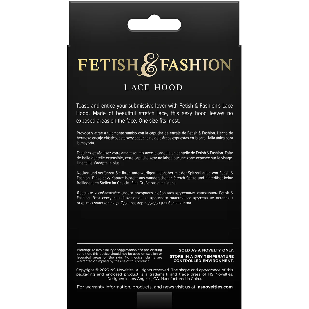 Fetish & Fashion Lace Hood By NS Novelties - Black - Image 2