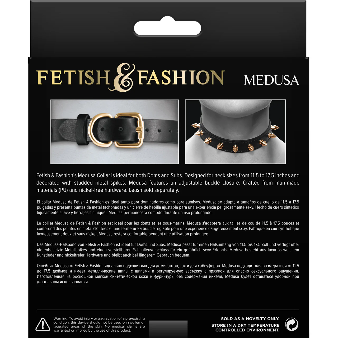 Fetish & Fashion Medusa Spiked Collar By NS Novelties - Black & Gold - Image 2