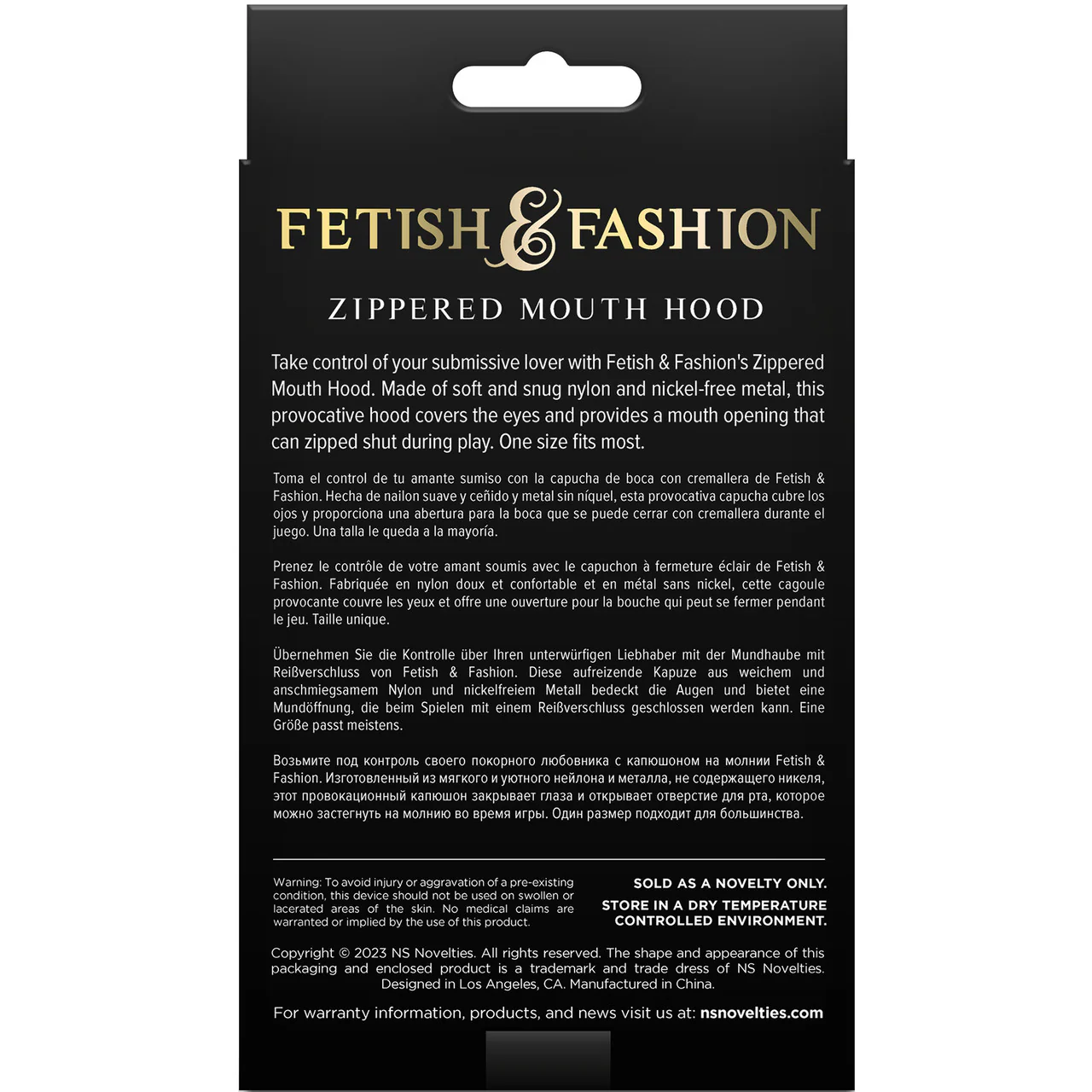Fetish & Fashion Zippered Mouth Hood By NS Novelties - Black - Image 2