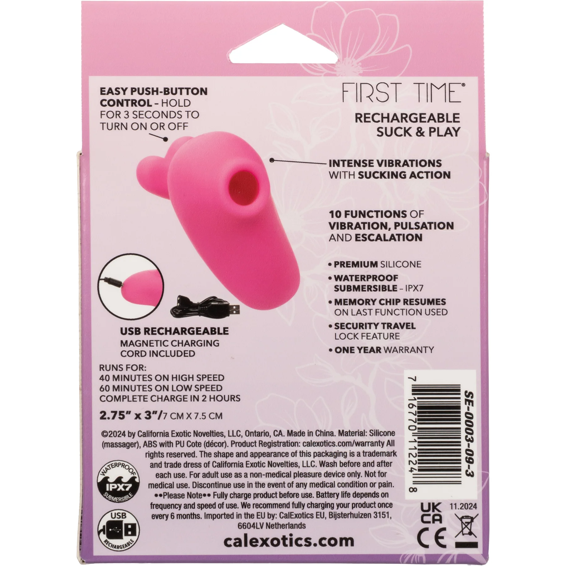 First Time® Rechargeable Suck & Play Silicone Sucking Vibrator - Image 9