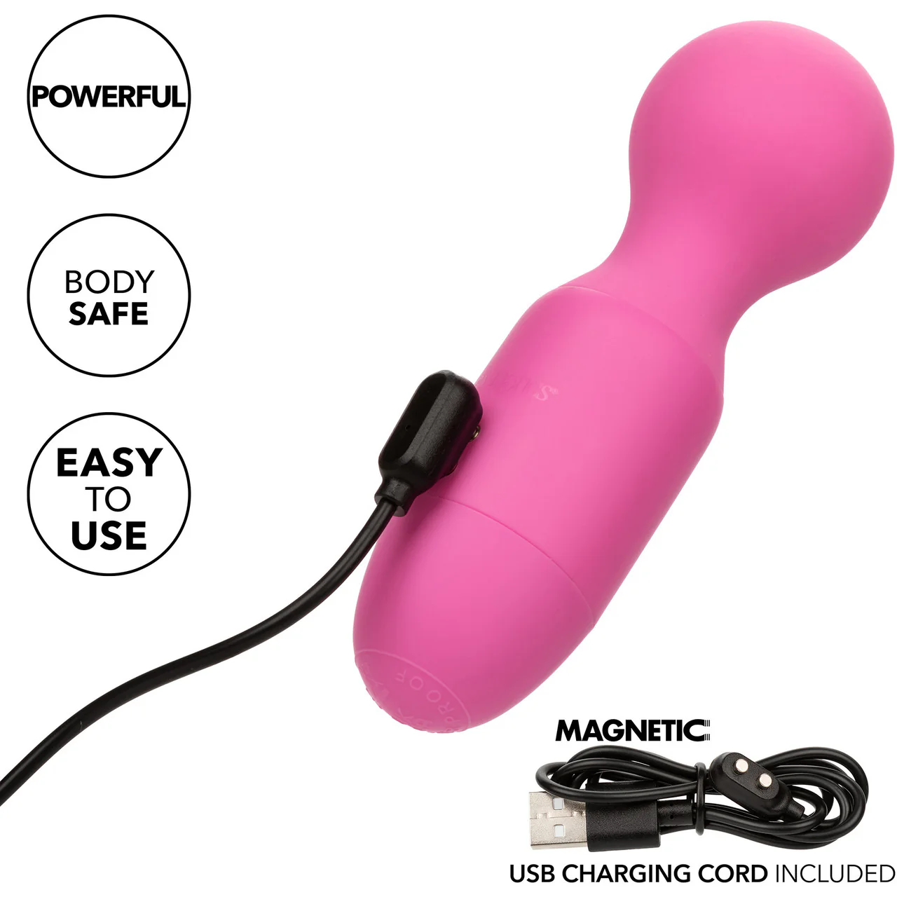 First Time® Rechargeable Massager Waterproof Silicone Mini Wand Vibrator By CalExotics - Pink - Image 7