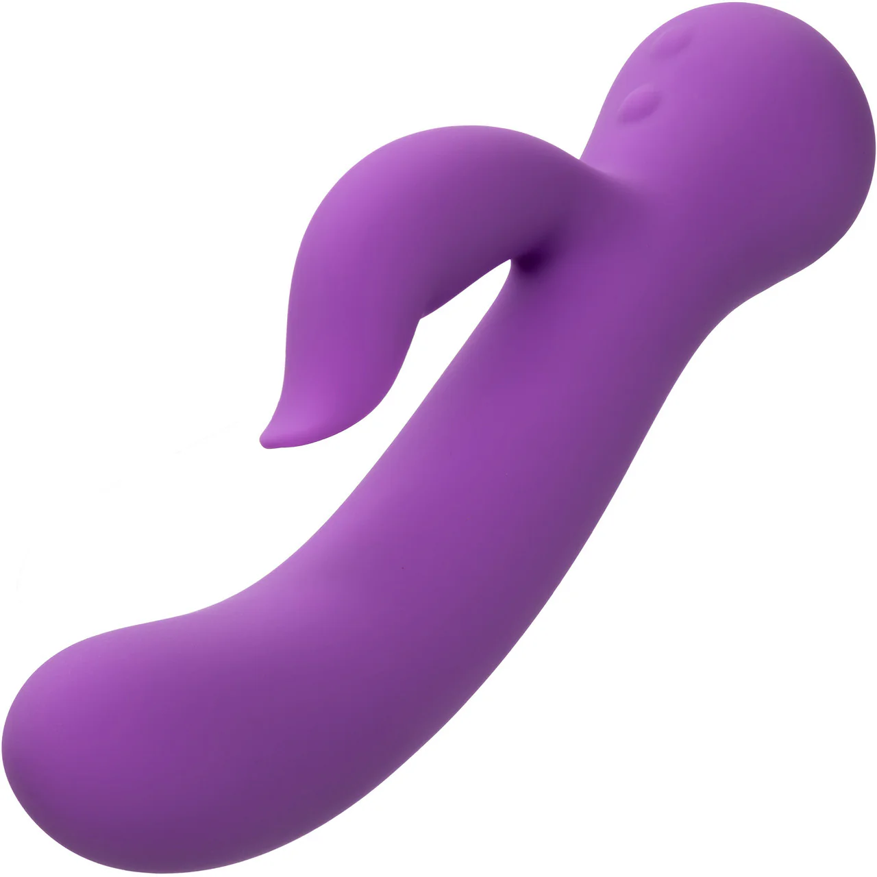 First Time® Rechargeable Pleaser Waterproof Silicone Dual Stimulation Vibrator By CalExotics - Purple - Image 3