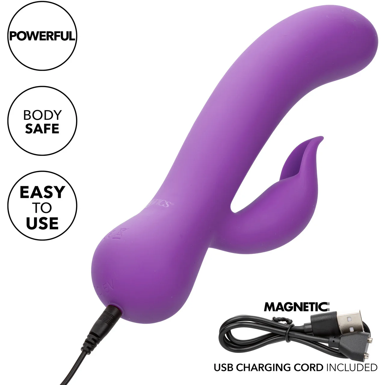First Time® Rechargeable Pleaser Waterproof Silicone Dual Stimulation Vibrator By CalExotics - Purple - Image 7