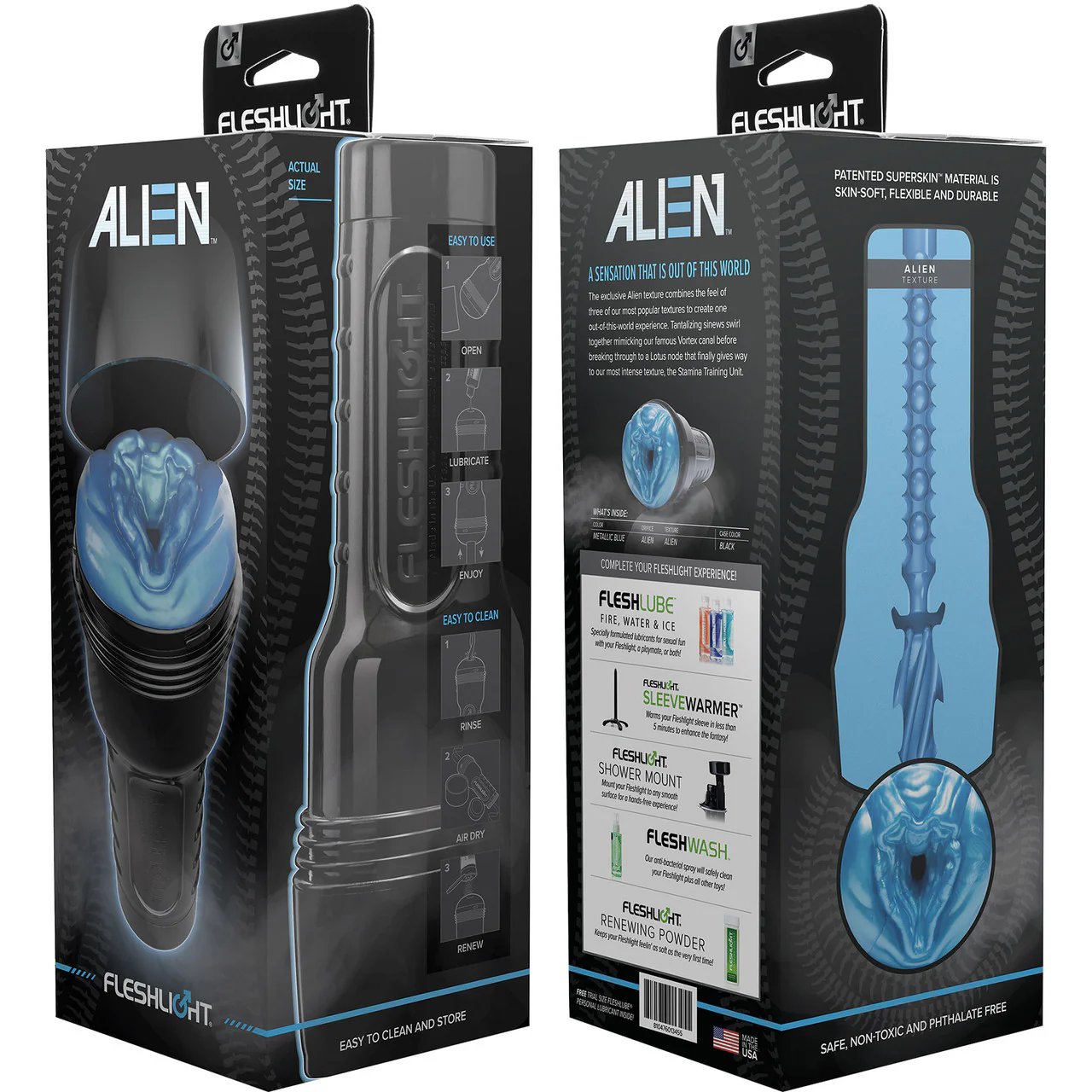 Fleshlight Freaks Alien Blue Metallic Fantasy Penis Masturbator - Image 3