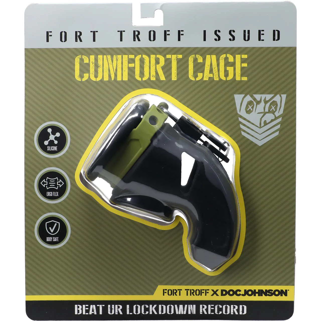 Fort Troff Cumfort Cage Adjustable Locking Silicone Chastity Cage With Keys - Black - Image 3