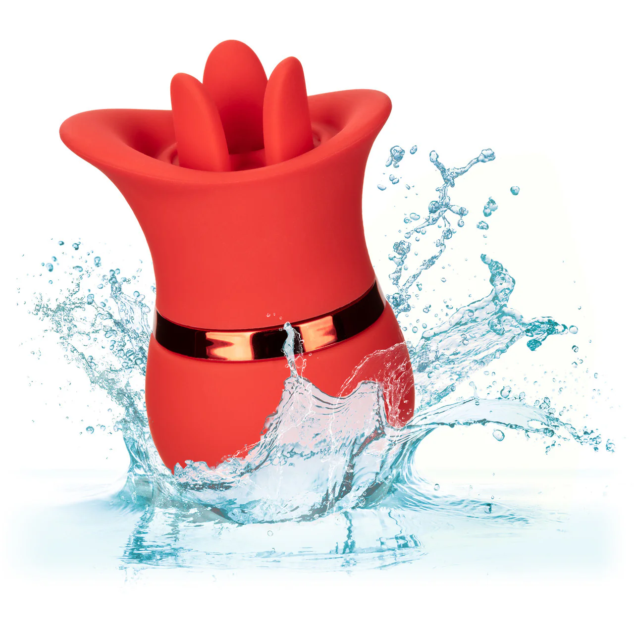 French Kiss Suck & Play Rechargeable Waterproof Silicone Interchangeable Set By CalExotics - Red - Image 13