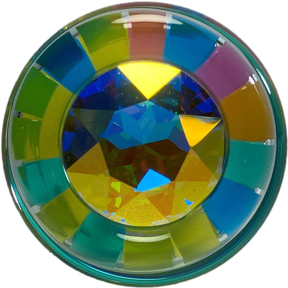 Funfetti Glass Butt Plug With Aurora Borealis Crystal Base By Crystal Delights - Image 2