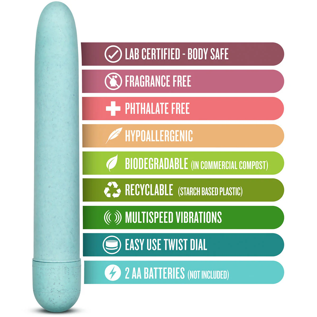 Gaia Eco Biodegradable & Recyclable Vibrator By Blush Novelties - Aqua - Image 4