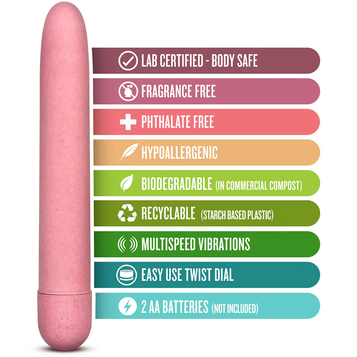 Gaia Eco Biodegradable & Recyclable Vibrator By Blush Novelties - Coral - Image 4