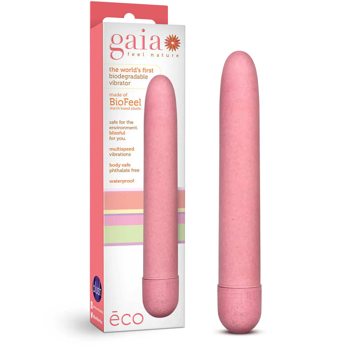 Gaia Eco Biodegradable & Recyclable Vibrator By Blush Novelties - Coral - Image 6