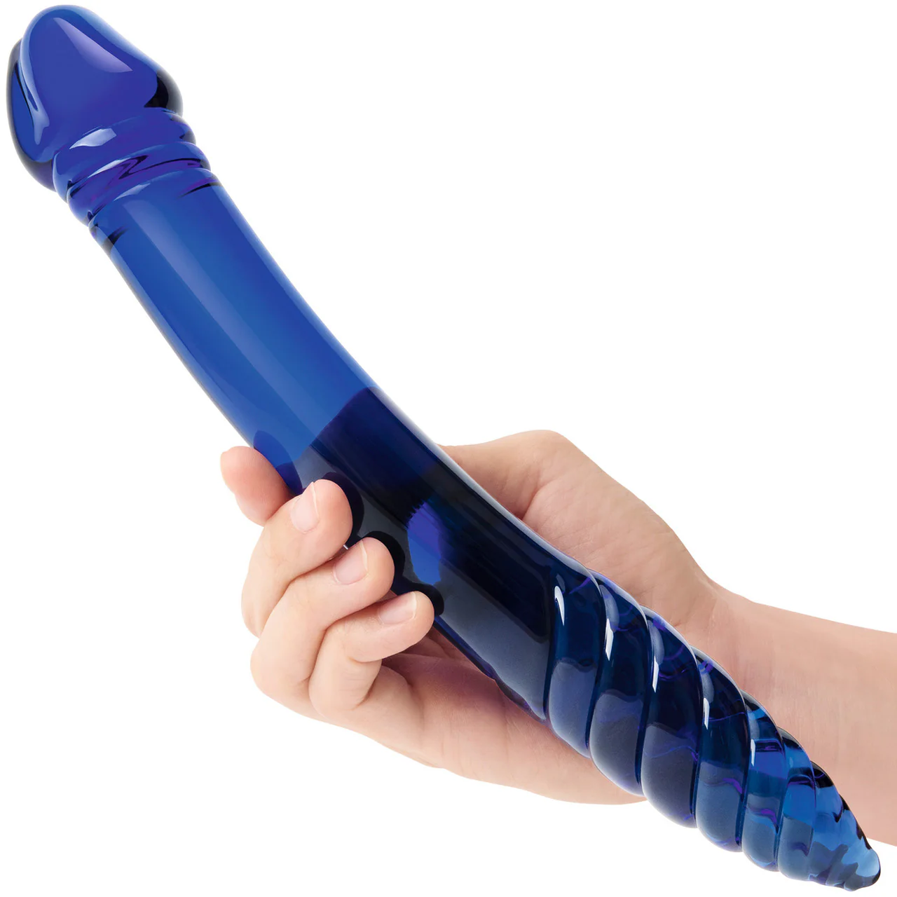 Gläs 11" Double Sided Glass G-Spot Dildo - Blue - Image 2