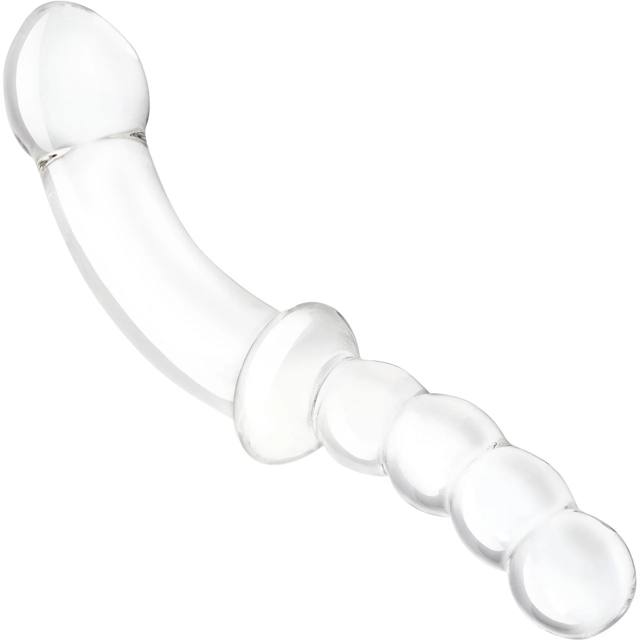 Gläs 12.5" Girthy Double Sided Dong Glass Dildo With Anal Beads - Clear - Image 3