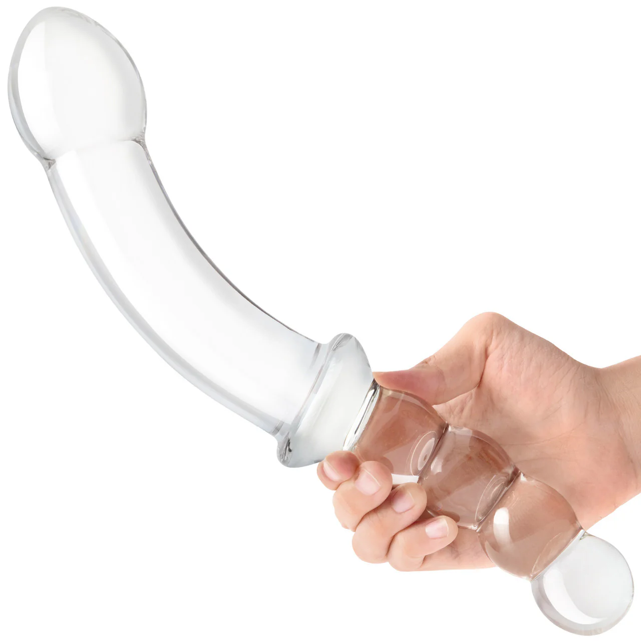 Gläs 12.5" Girthy Double Sided Dong Glass Dildo With Anal Beads - Clear - Image 4
