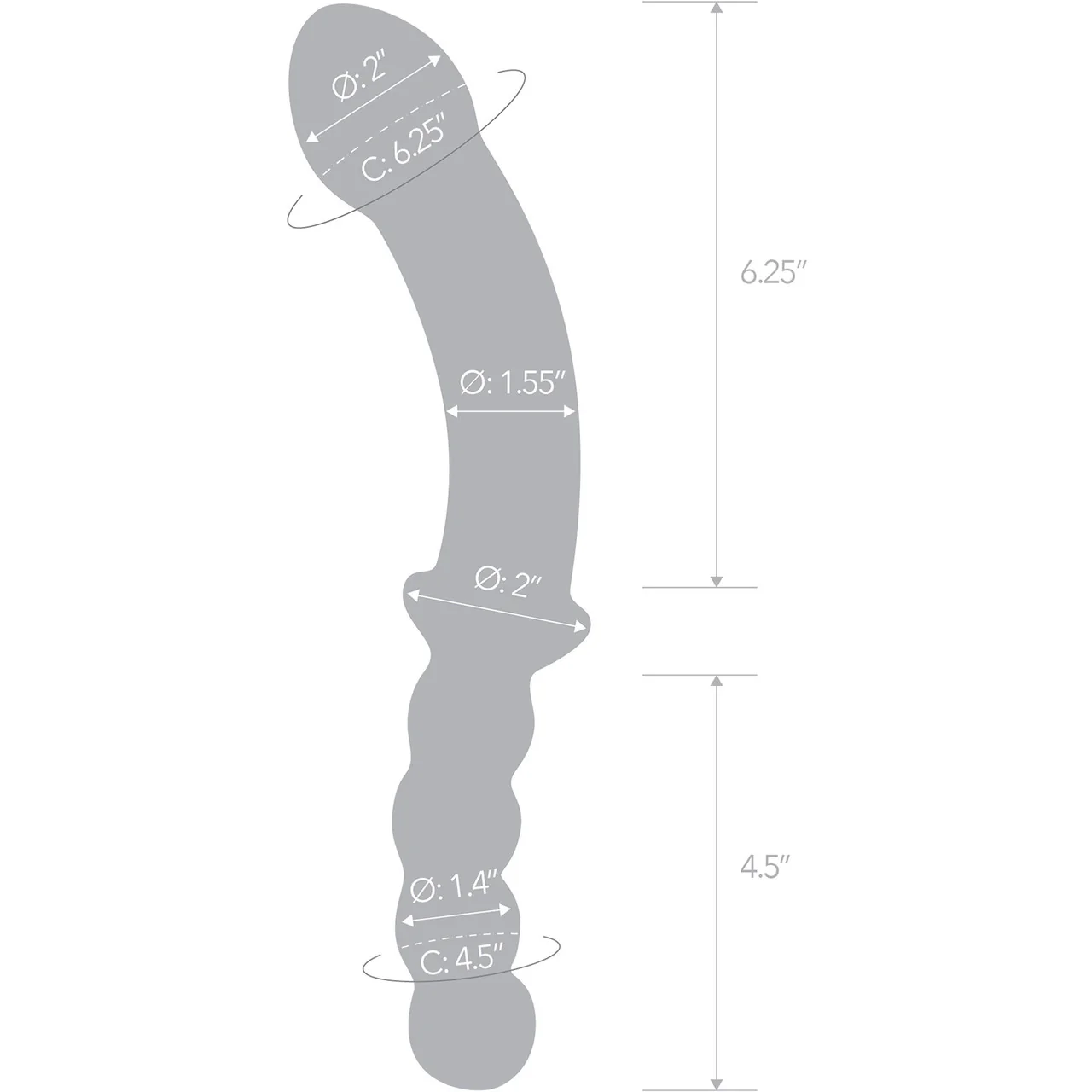Gläs 12.5" Girthy Double Sided Dong Glass Dildo With Anal Beads - Clear - Image 5