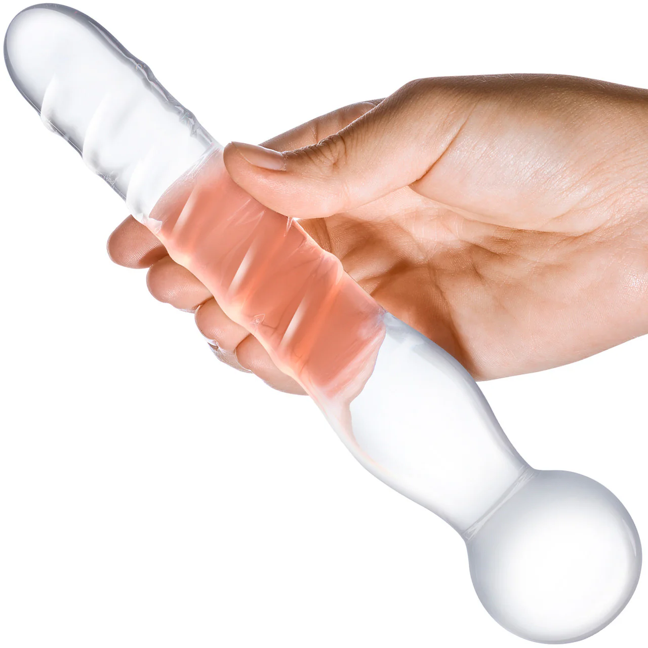 Gläs Joystick Textured Glass Dildo - Clear - Image 2