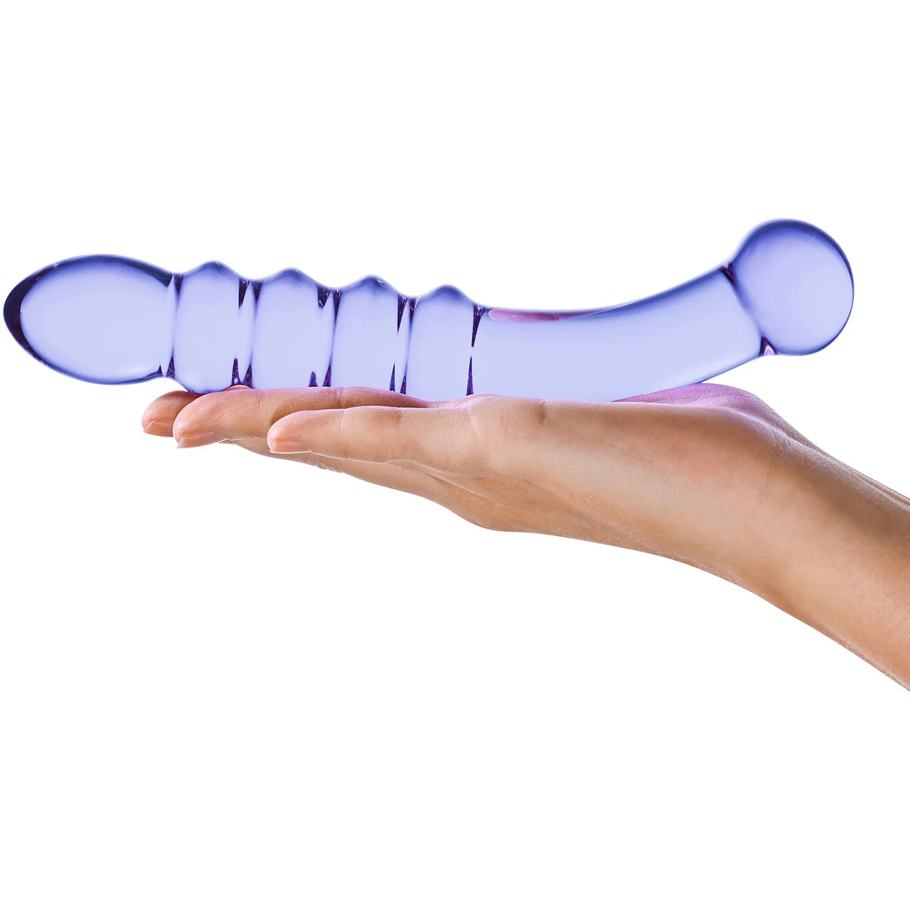 Gläs Purple Rain Ribbed Glass Dildo - Image 4