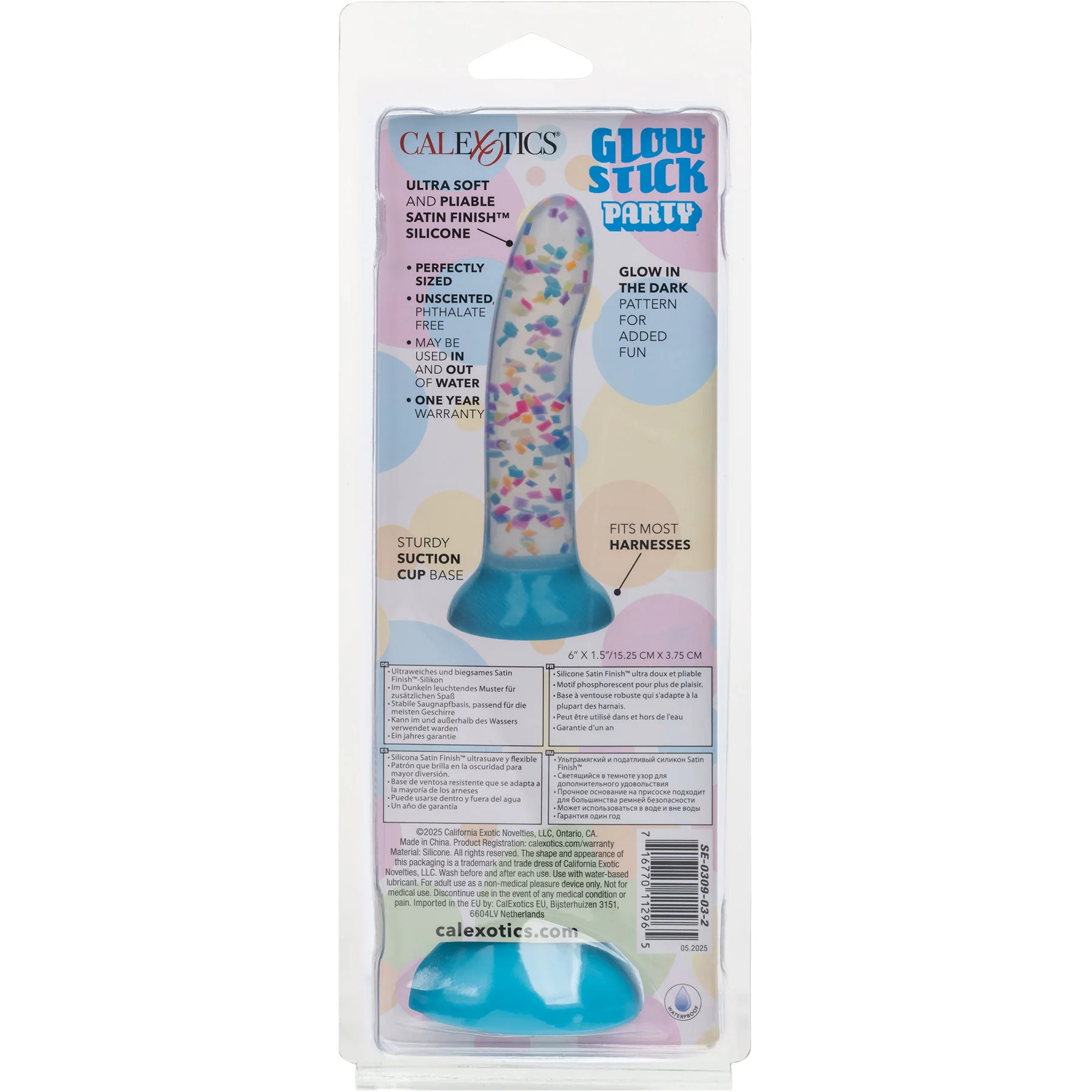Glow Stick Party 6" Glow In The Dark Silicone Suction Cup Dildo By CalExotics - Image 7