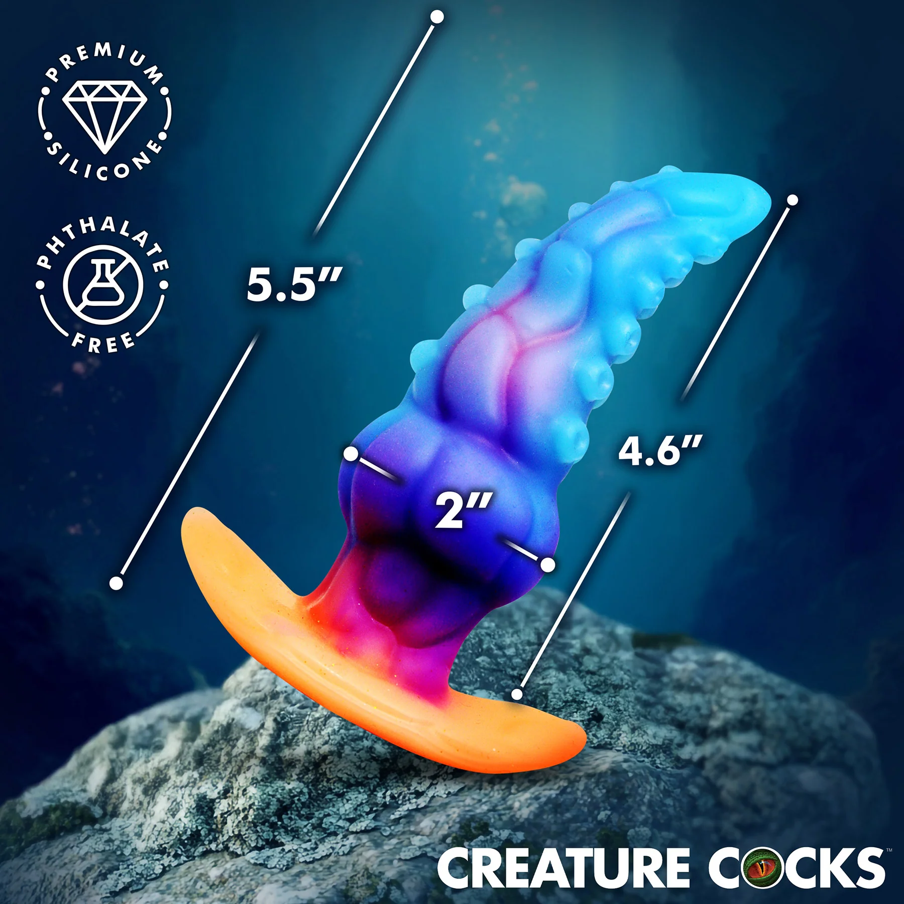 Glowtopus Glow-In-The-Dark Silicone Anal Plug By Creature Cocks - Image 6