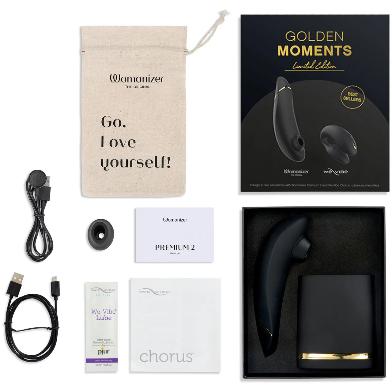 Golden Moments Collection 2 - We-Vibe Chorus Couples Vibrator & Womanizer Premium 2 Clitoral Stimulator - Image 7