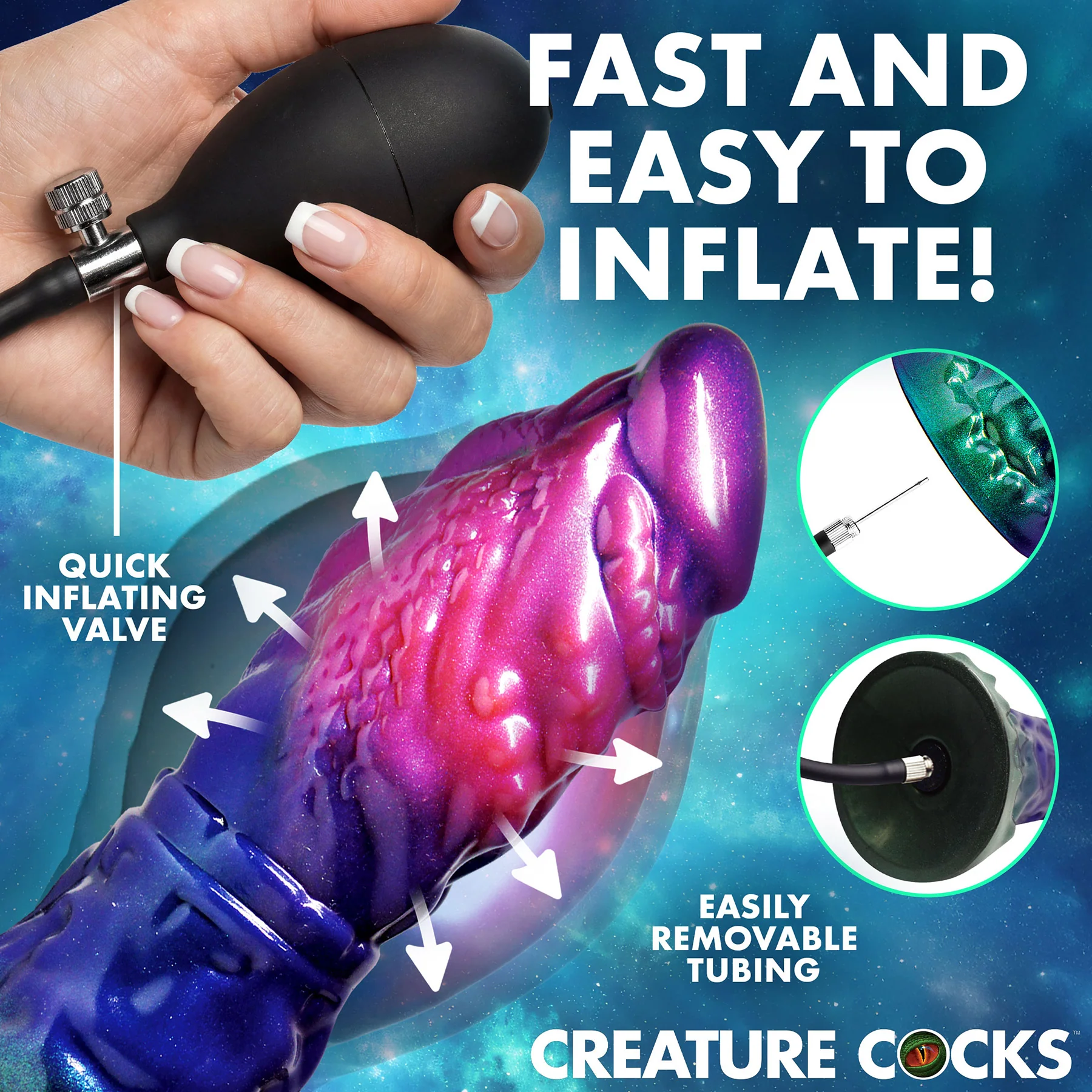 Gorge 8" Inflatable Silicone Dildo By Creature Cocks - Image 5