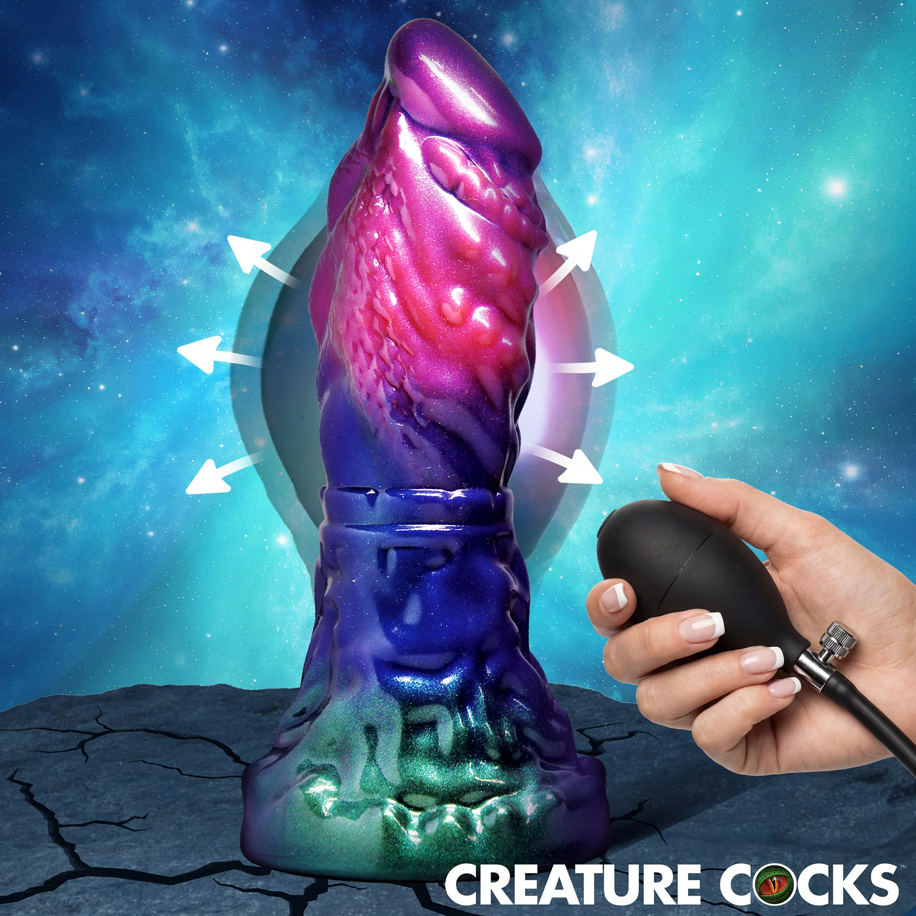 Gorge 8" Inflatable Silicone Dildo By Creature Cocks - Image 7
